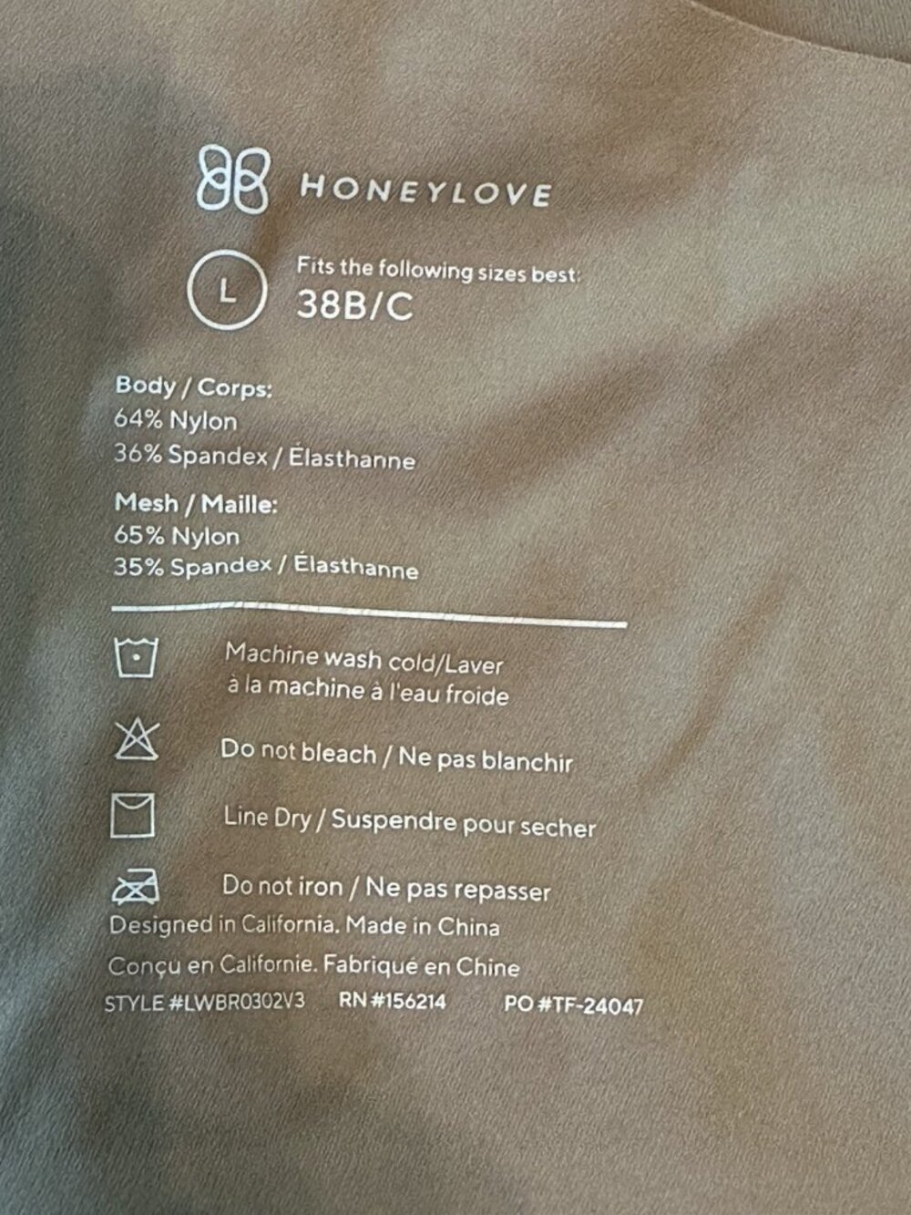Honeylove Crossover Wireless Bra Nude Beige 38 B/C L Smoothing Comfort Support - Picture 3 of 5